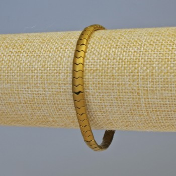 Brățară din hematit, șarpe, aur mat, diametru 5x4x3 mm +/-, lungime 18 cm +/-, elastic