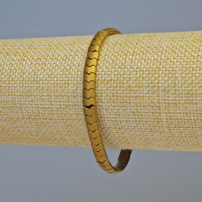 Brățară din hematit, șarpe, aur mat, diametru 5x4x3 mm +/-, lungime 18 cm +/-, elastic