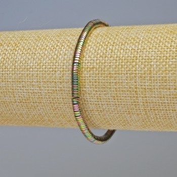 Brățară din hematit rondel, în nuanțe curcubeu, diametru 4×1 mm, lungime 18 cm, elastic