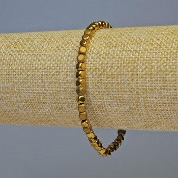 Brățară din hematit cuburi, culoare aur închis, mată și lucioasă, diametrul 4x4 mm, lungime 18 cm, extensibilă