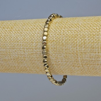 Brățară din hematit cuburi, culoare bronz, mată și lucioasă, diametru aproximativ 4×4 mm, lungime 18 cm, pe elastic