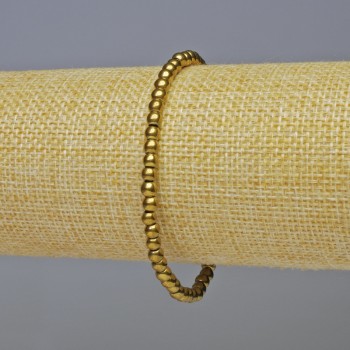 Brățară din hematit, bile netede, culoare auriu închis, diametru 4 mm, lungime 18 cm, elastică