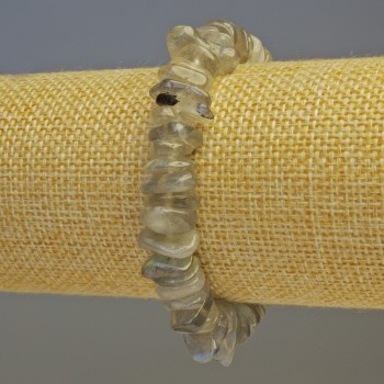 Brățară din labradorit, fragmente de piatră naturală, diametrul 10–12×3 mm, lungime 18 cm, elastică