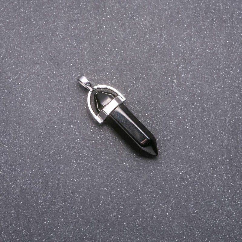 Pandantiv hexagonal din agat negru 39x32x9 mm