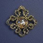 Broșă-pandantiv Accent cu cristal galben și strasuri albe 40 mm +