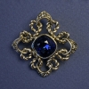 Брошка-кулон Акцент з синім кристалом з стразами 40 мм +