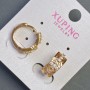 Cercei Xuping 16x7mm placare aur 18K cu cristale albe