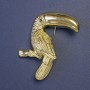 Broșă-pandantiv Pasărea Tucan, metal auriu, 62×40 mm