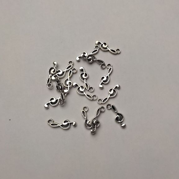 Furnitură pentru pandantiv Cheie de Sol «argintiu», diametrul 19×6 mm ±, diametrul 2,2 mm ±, ambalaj 20 g (±) ~39 buc.
