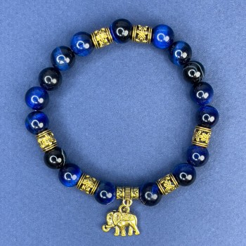 Brățară din ochiul pisicii, bile netede de 8 mm +/- cu inserții metalice, lungime 18 cm +/- pe bază elastică