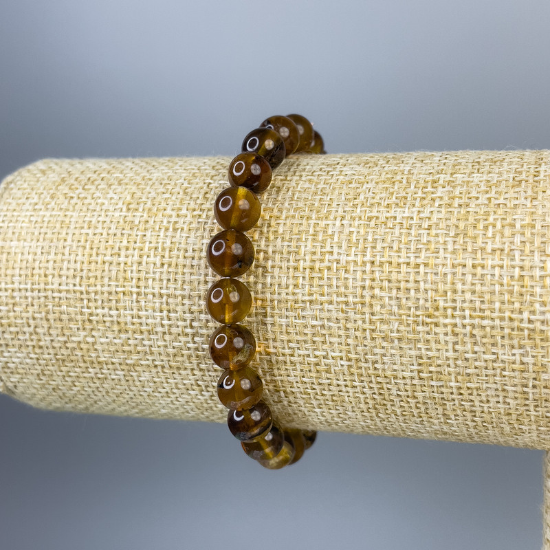 Brățară din chihlimbar, mărgele netede de 6 mm, lungime 18 cm, pe elastic