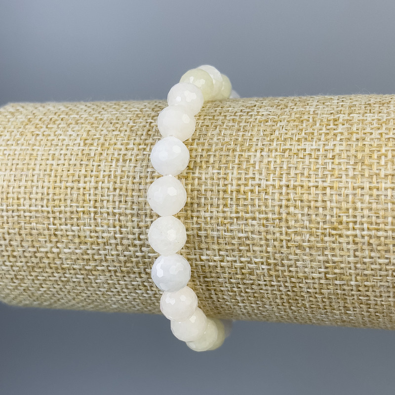 Brățară din morganit, mărgele tăiate de 8 mm, lungime 18 cm, pe șnur elastic