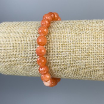 Brățară din nefrit Mashan cu mărgele tăiate de 8 mm, lungime 18 cm, pe elastic