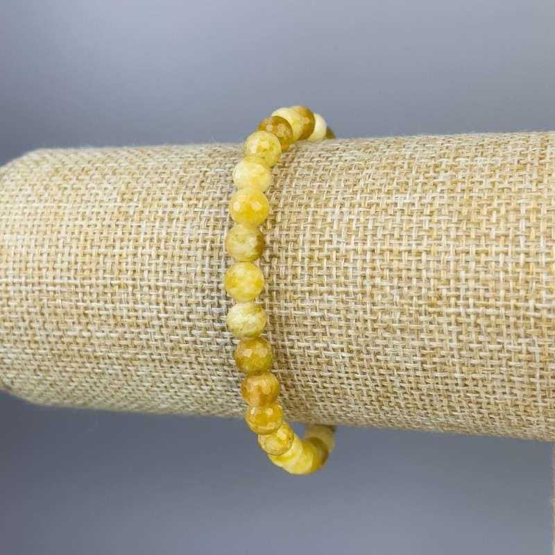 Brățară din jadeit cu mărgele facetate de 6 mm, lungime 18 cm, extensibilă