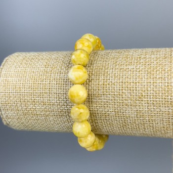 Brățară din jad natural, bile facetate de 10 mm, lungime 18 cm, elastică