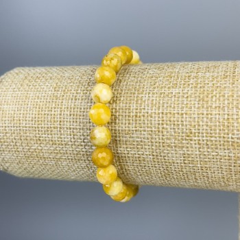 Brățară din jadeit cu bile tăiate de 8 mm, lungime 18 cm, pe elastic