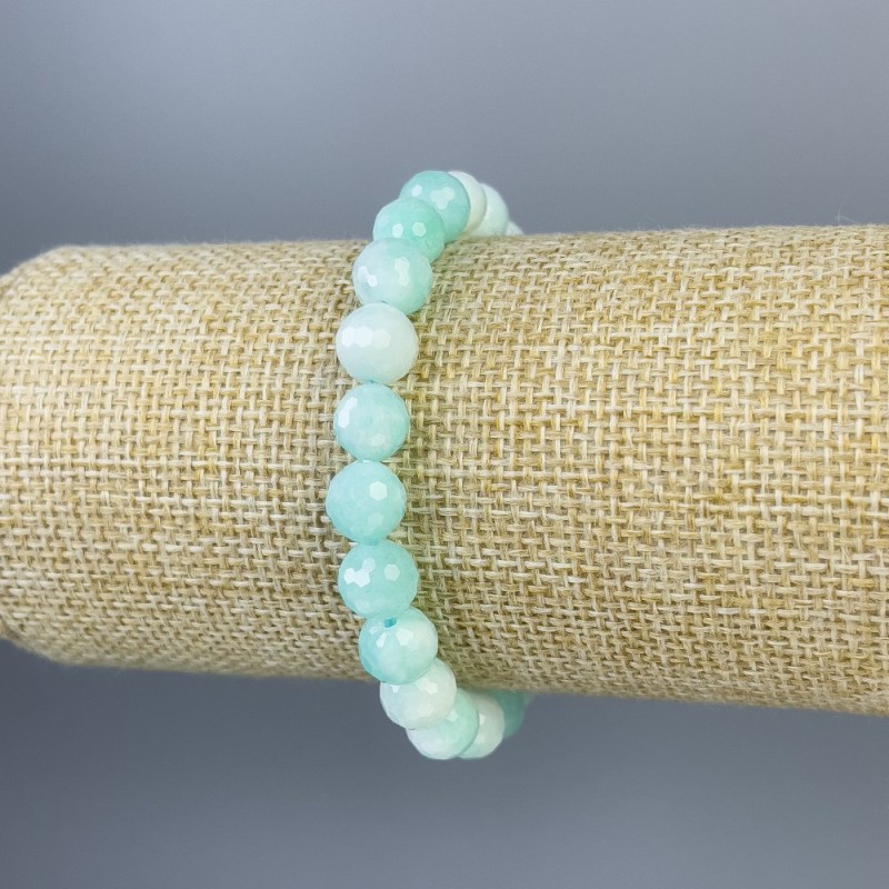 Brățară din amazonit facetat, mărgele de 8 mm, lungime 18 cm, pe elastic