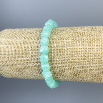 Brățară din angelit, cuburi facetate, diametru 7x7 mm, lungime 18 cm, pe elastic