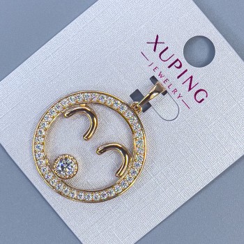 Pandant Xuping cu strasuri albe, diametru aproximativ 25 mm, lungime aproximativă 32 mm, placat cu aur de 18K