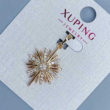 Pandantiv Xuping «Stea» cu strasuri albe, diametrul 16 mm, lungimea 29 mm, placare cu aur 18K