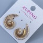 Cercei cu știft Xuping „Spirale” cu cristale albe, diametrul 23×17 mm, placare cu aur 18K