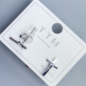 Сережки пусети кульчики Xuping Хрест 12х7мм+- родій