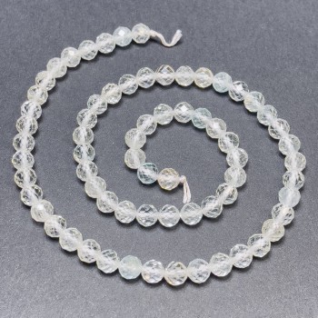 Mărgele din cristal de munte cu topaz, pe șnur, bilă tăiată, diametrul 6 mm+-, lungime 39 cm+