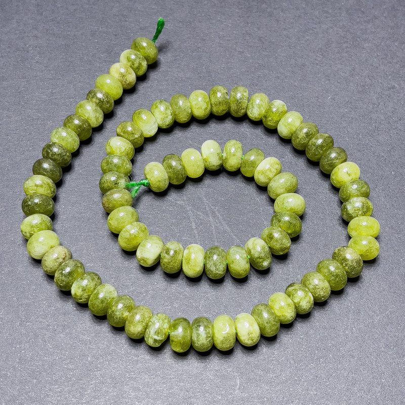 Mărgele jadiet pe șnur, în formă de rondel, diametrul 8x5 mm, lungime 38 cm
