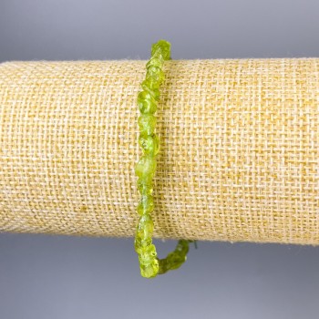 Brățară cu crizolit brut, piatră naturală, diametru 5×5 mm, lungime 18 cm, elastică