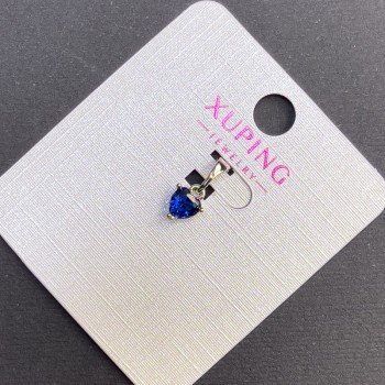 Pandantiv Xuping inimă cu cristal albastru, diametrul de 6 mm, lungimea de 12 mm, placat cu rhodiu