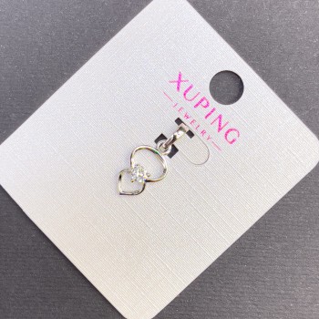 Pandantiv Xuping cu strasuri albe, diametrul 8 mm, lungime 20 mm, placat cu rhodiu