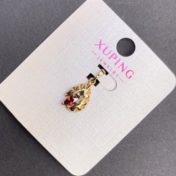 Pandantiv Xuping cu cristal roșu, diametrul de 8 mm, lungime de 20 mm, placat cu aur 18K