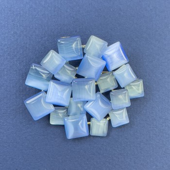 Broșă cu pandantiv Accent cu ochi de pisică albastru deschis, metal auriu, 44×49 mm+