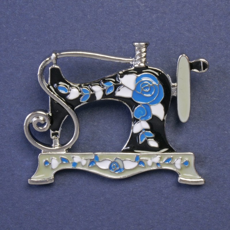 Broșă Mașină de cusut email culoare argintiu 30x38 mm+