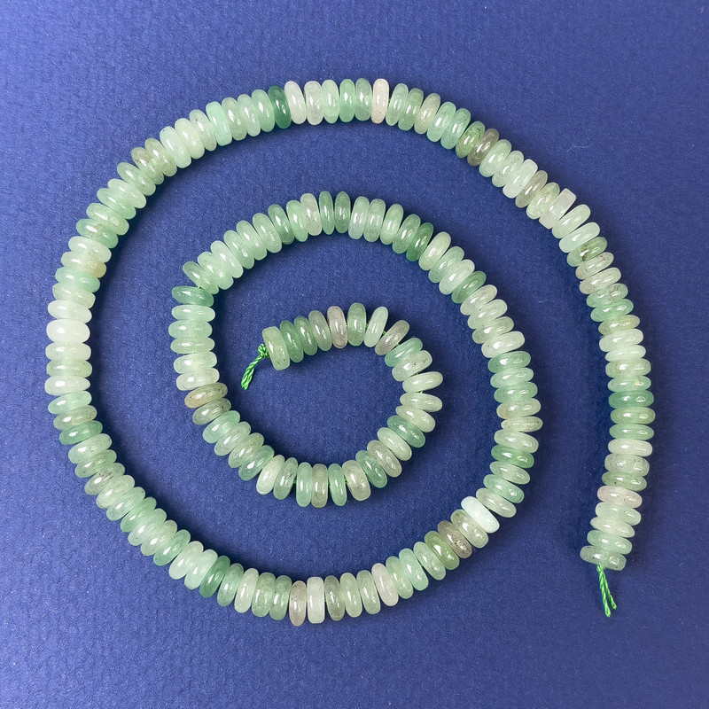 Mărgele de nefrit rondel, 6×2 mm, pe șnur, lungime 38 cm+