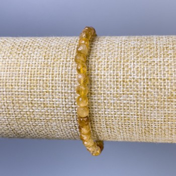 Brățară din citrin facetat, cub, diametrul 5 mm, lungime 18 cm, pe bază elastică