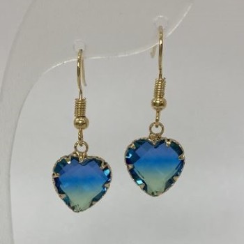 Cercei inimă multicoloră, diametrul 12 mm, lungimea 34 mm