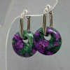 Cercei din zoizit, diametrul 18 mm, lungimea 31 mm, metal argintiu