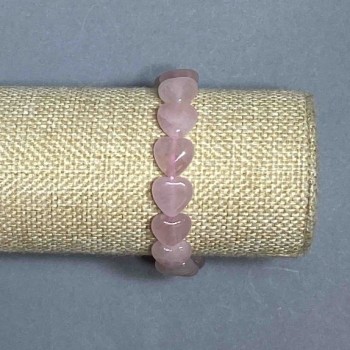Brățară din cuarț roz în formă de inimă, diametrul 12x12 mm ±, lungime 18 cm ±, elastică