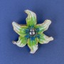 Broșă Floare, diametru aproximativ de 45 mm, email verde și perlă