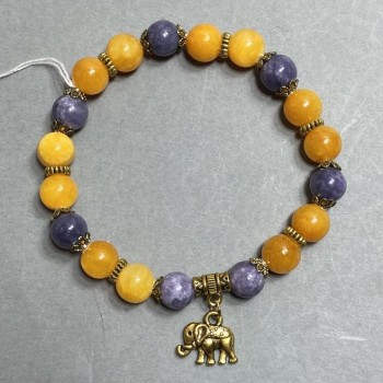 Brățară din acril cu mărgele netede de 8 mm ±, cu inserții metalice, lungime 18 cm ±, elastică