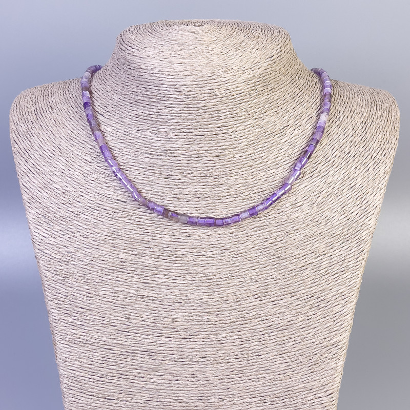 Colier din ametist natural, tăietură fațetată, diametru 4×4 mm, lungime 45 cm, cu închizătoare