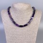 Colier din agat mov cilindric, diametru 15×8 mm, lungime de aproximativ 45 cm, cu închizătoare