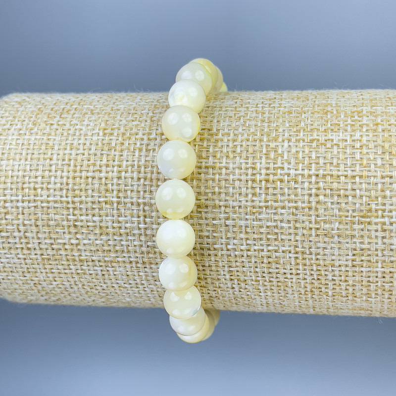 Brățară din sidef natural, mărgele netede, diametru aproximativ 8 cm, lungime aproximativă 18 cm, elastică