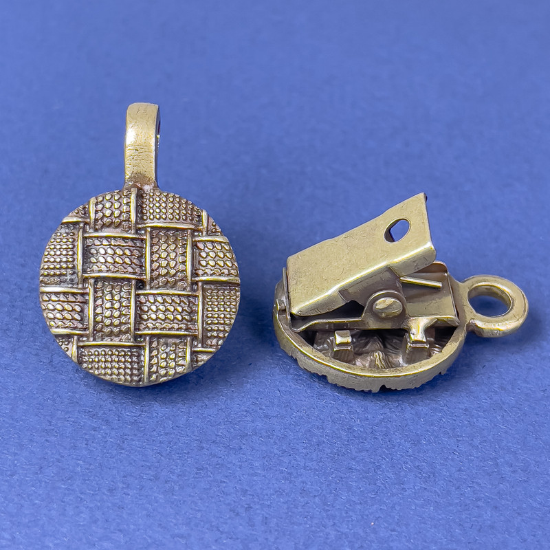 Broșă-clamă pentru cardigan, culoare aurie închisă, metal, diametrul 20 mm, lungimea 52 mm +/-