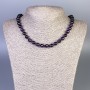 Colier mov cu ochiul pisicii, mărgele netede, diametrul de aproximativ 8 mm, lungime de aproximativ 50 cm, cu închizătoare