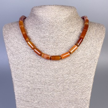 Colier din agat cilindric, diametrul 16x8 mm, lungime 45 cm +/- cu închizătoare
