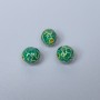 Mărge Cloisonné cu email verde, diametrul 8 mm, gaură de 1,5 mm, culoare metalică aurie, 1 bucată