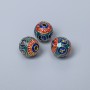 Mărgele Cloisonné roșii, turcoaz și albastre, email, diametru 8 mm, gaură 1,5 mm, culoare metal auriu, 1 bucată