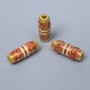 Mărgea Cloisonné cilindrică – roșie, albă, neagră, email, diametru 6×17 mm, gaură de 2,5 mm, culoare metal aurie, 1 bucată